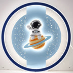Modern Art Deco Acrylic Iron Resin Bunny Astronaut Round LED Flush Mount Ceiling Light For Bedroom & Living Room