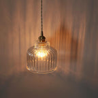 Traditional Japanese Glass Copper Round Cylinder 1-light Pendant Light for Bedroom & Living BulbSquare