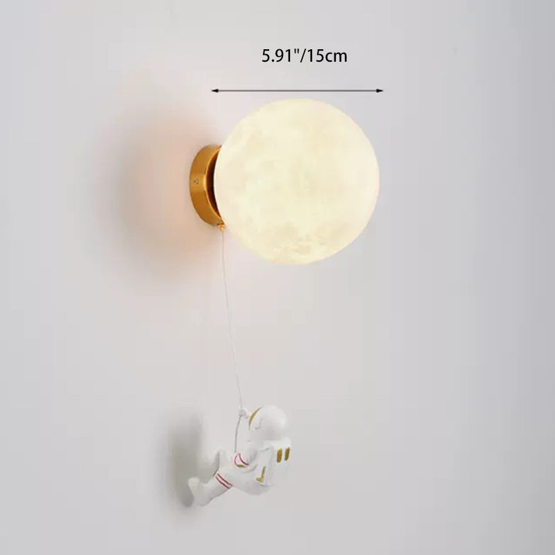 Lumendat Modern Art Deco PLA Resin Iron Astronaut Planet Design 1-Light Wall Sconce Lamp For Bedroom & Living Room Lumendat