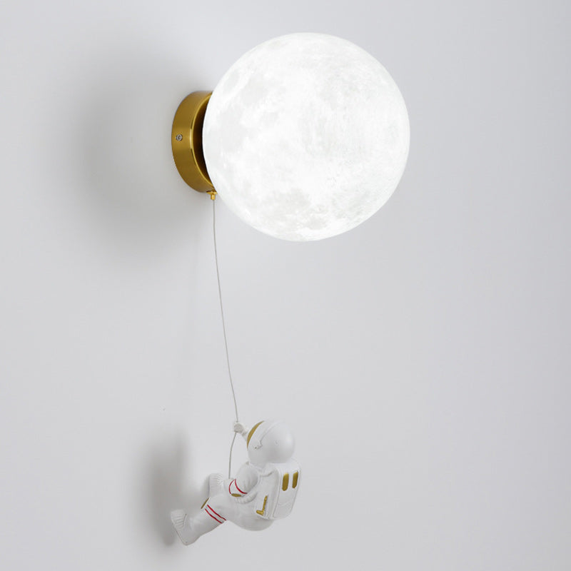 Lumendat Modern Art Deco PLA Resin Iron Astronaut Planet Design 1-Light Wall Sconce Lamp For Bedroom & Living Room Lumendat