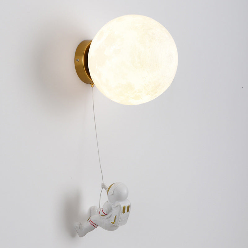 Lumendat Modern Art Deco PLA Resin Iron Astronaut Planet Design 1-Light Wall Sconce Lamp For Bedroom & Living Room Lumendat