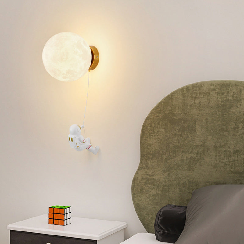 Lumendat Modern Art Deco PLA Resin Iron Astronaut Planet Design 1-Light Wall Sconce Lamp For Bedroom & Living Room Lumendat