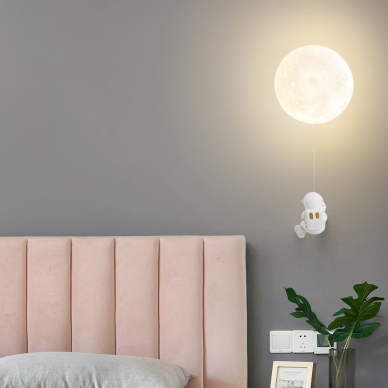 Lumendat Modern Art Deco PLA Resin Iron Astronaut Planet Design 1-Light Wall Sconce Lamp For Bedroom & Living Room Lumendat