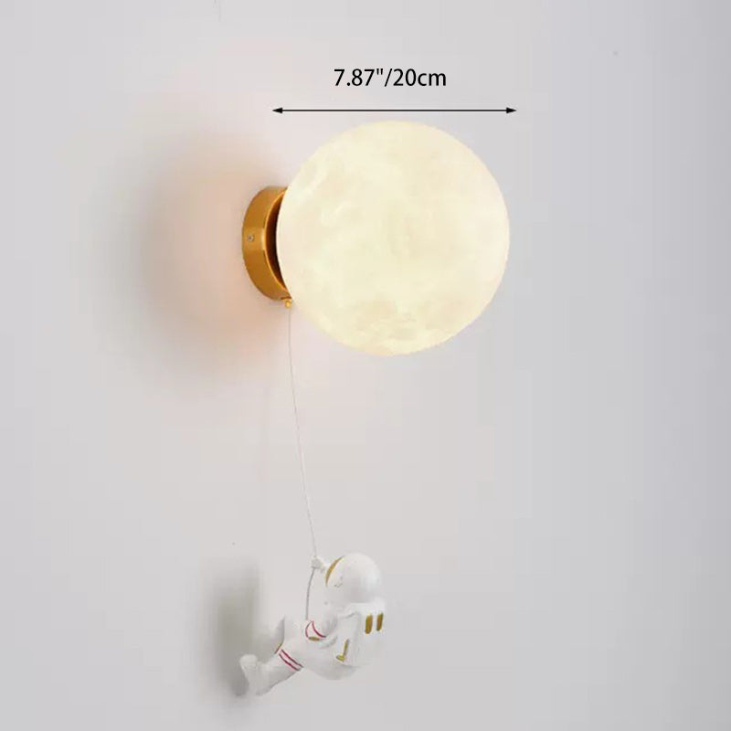 Lumendat Modern Art Deco PLA Resin Iron Astronaut Planet Design 1-Light Wall Sconce Lamp For Bedroom & Living Room Lumendat