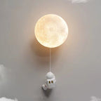 Lumendat Modern Art Deco PLA Resin Iron Astronaut Planet Design 1-Light Wall Sconce Lamp For Bedroom & Living Room Lumendat