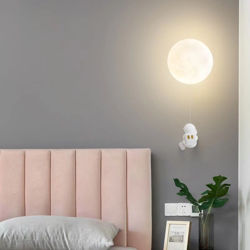 Lumendat Modern Art Deco PLA Resin Iron Astronaut Planet Design 1-Light Wall Sconce Lamp For Bedroom & Living Room Lumendat