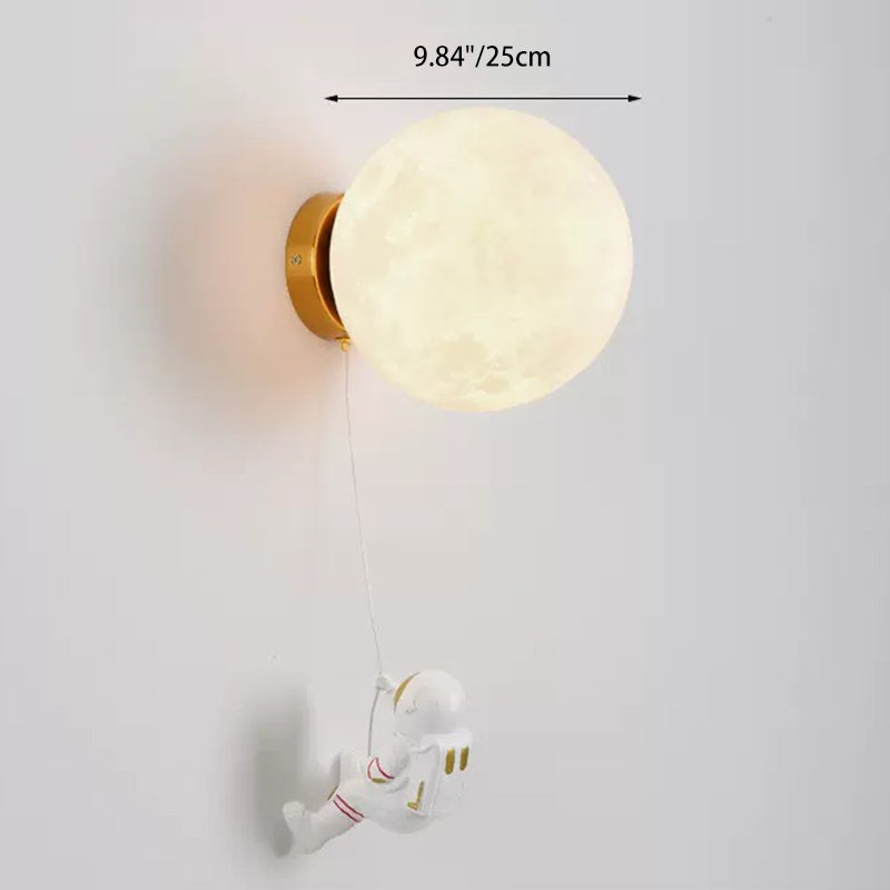 Lumendat Modern Art Deco PLA Resin Iron Astronaut Planet Design 1-Light Wall Sconce Lamp For Bedroom & Living Room Lumendat