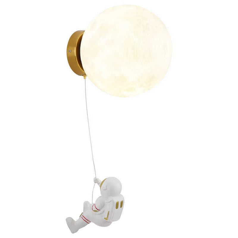Lumendat Modern Art Deco PLA Resin Iron Astronaut Planet Design 1-Light Wall Sconce Lamp For Bedroom & Living Room Lumendat