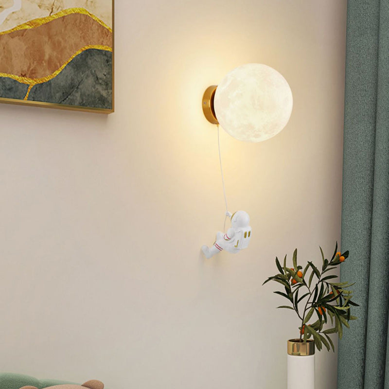 Lumendat Modern Art Deco PLA Resin Iron Astronaut Planet Design 1-Light Wall Sconce Lamp For Bedroom & Living Room Lumendat