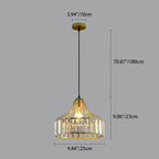 Contemporary Industrial Glass Iron Round Bowl Shade 1-Light Pendant Light For Bedroom & Living Room