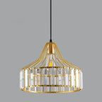 Contemporary Industrial Glass Iron Round Bowl Shade 1-Light Pendant Light For Bedroom & Living Room