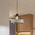 Contemporary Industrial Glass Iron Round Bowl Shade 1-Light Pendant Light For Bedroom & Living Room