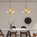 Contemporary Industrial Glass Iron Round Bowl Shade 1-Light Pendant Light For Bedroom & Living Room