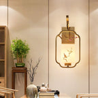 Lumendat Traditional Chinese Glass Iron Floral Bird Pattern Cylindrical 1-Light Wall Sconce Lamp For Bedroom & Living Room Lumendat