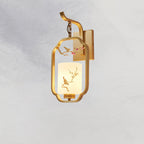Lumendat Traditional Chinese Glass Iron Floral Bird Pattern Cylindrical 1-Light Wall Sconce Lamp For Bedroom & Living Room Lumendat