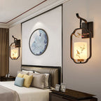 Lumendat Traditional Chinese Glass Iron Floral Bird Pattern Cylindrical 1-Light Wall Sconce Lamp For Bedroom & Living Room Lumendat