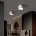 Contemporary Scandinavian Marble Metal Round Cylinder 1-Light Semi-Flush Mount Ceiling Light For Living Room Lumendat