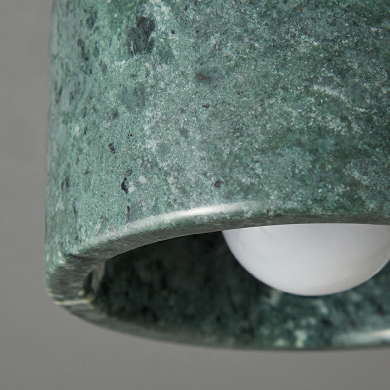 Contemporary Scandinavian Marble Metal Round Cylinder 1-Light Semi-Flush Mount Ceiling Light For Living Room Lumendat