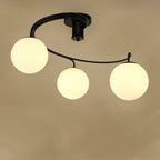 Contemporary Creative Glass Iron Curved-round Globe 3/5-light Semi-flush Mount Ceiling Light for Bedroom & Living Room