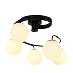 Contemporary Creative Glass Iron Curved-round Globe 3/5-light Semi-flush Mount Ceiling Light for Bedroom & Living Room