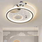 Modern Art Deco Kids Acrylic Resin Iron Bunny Panda LED Flush Mount Ceiling Light For Bedroom & Living Room