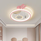 Modern Art Deco Kids Acrylic Resin Iron Bunny Panda LED Flush Mount Ceiling Light For Bedroom & Living Room