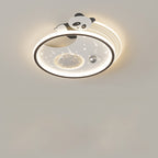 Modern Art Deco Kids Acrylic Resin Iron Bunny Panda LED Flush Mount Ceiling Light For Bedroom & Living Room