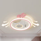 Modern Art Deco Kids Acrylic Resin Iron Bunny Panda LED Flush Mount Ceiling Light For Bedroom & Living Room