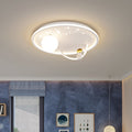 Modern Art Deco Kids Glass Acrylic Iron Astronaut Planet LED Flush Mount Ceiling Light For Bedroom & Living Room
