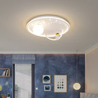 Modern Art Deco Kids Glass Acrylic Iron Astronaut Planet LED Flush Mount Ceiling Light For Bedroom & Living Room