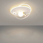 Modern Art Deco Kids Glass Acrylic Iron Astronaut Planet LED Flush Mount Ceiling Light For Bedroom & Living Room