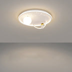 Modern Art Deco Kids Glass Acrylic Iron Astronaut Planet LED Flush Mount Ceiling Light For Bedroom & Living Room