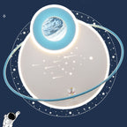 Modern Art Deco Kids Glass Acrylic Iron Astronaut Planet LED Flush Mount Ceiling Light For Bedroom & Living Room