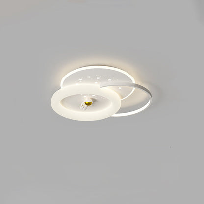Contemporary Creative Acrylic Aluminum Iron Square Round Planet LED Flush Mount Ceiling Light For Bedroom