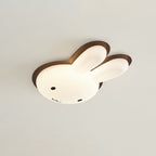 Modern Art Deco Kids PE Iron Rabbit Shape LED Flush Mount Ceiling Light For Bedroom