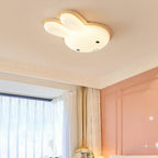 Modern Art Deco Kids PE Iron Rabbit Shape LED Flush Mount Ceiling Light For Bedroom