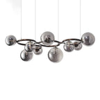 Contemporary Scandinavian Glass Iron Round Orb 5/7/9-light Chandelier for Bedroom & Living Room Lumendat
