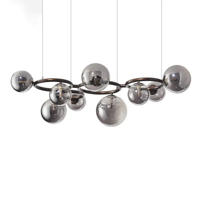 Contemporary Scandinavian Glass Iron Round Orb 5/7/9-light Chandelier for Bedroom & Living Room Lumendat