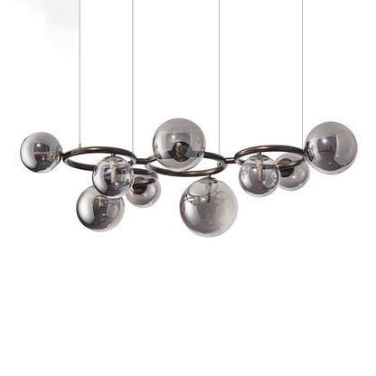 Contemporary Scandinavian Glass Iron Round Orb 5/7/9-light Chandelier for Bedroom & Living Room