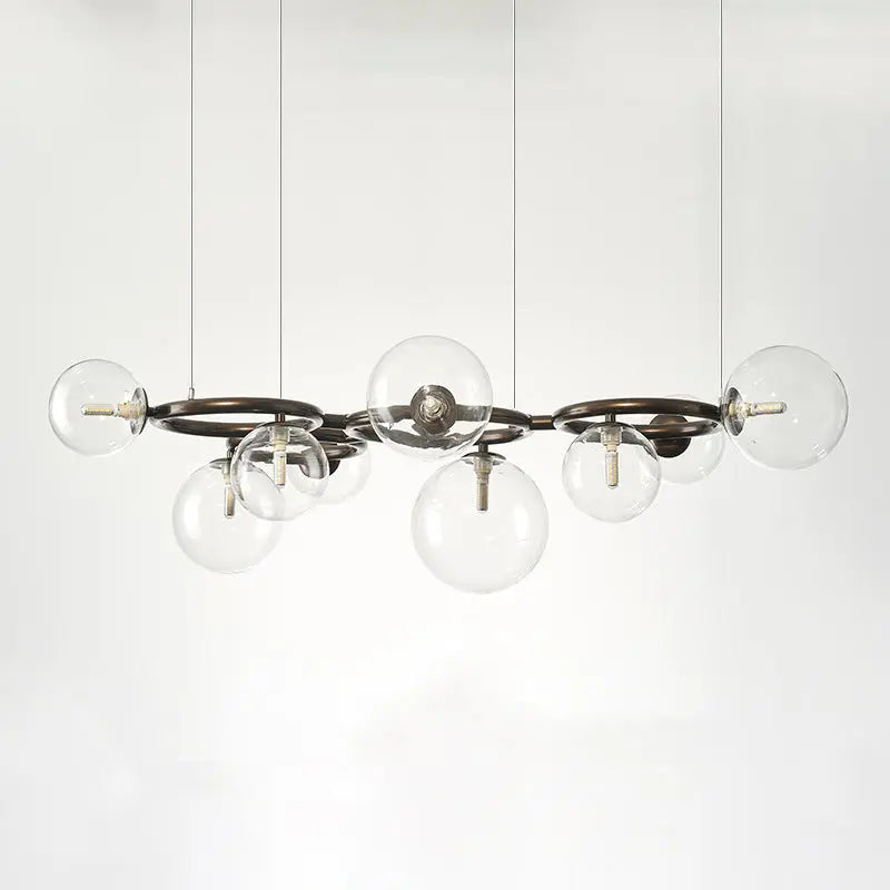 Contemporary Scandinavian Glass Iron Round Orb 5/7/9-light Chandelier for Bedroom & Living Room Lumendat