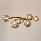 Contemporary Scandinavian Glass Iron Round Orb 5/7/9-light Chandelier for Bedroom & Living Room Lumendat