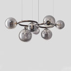 Contemporary Scandinavian Glass Iron Round Orb 5/7/9-light Chandelier for Bedroom & Living Room Lumendat