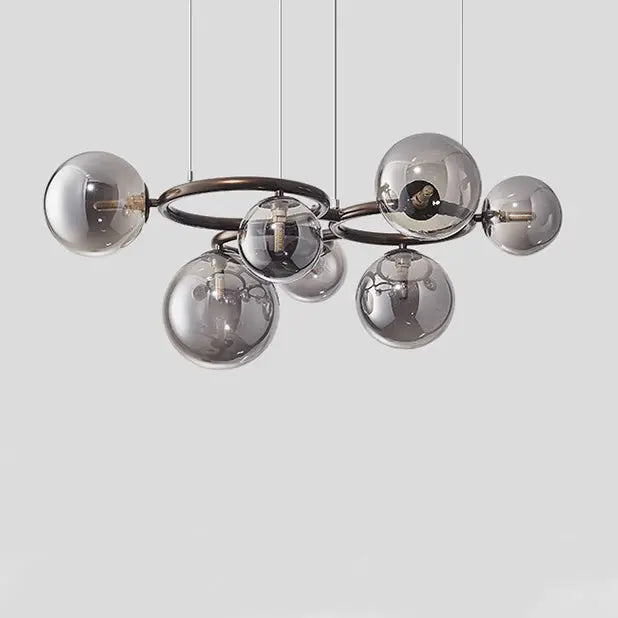 Contemporary Scandinavian Glass Iron Round Orb 5/7/9-light Chandelier for Bedroom & Living Room Lumendat