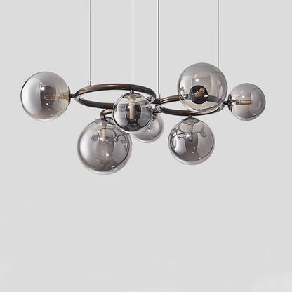 Contemporary Scandinavian Glass Iron Round Orb 5/7/9-light Chandelier for Bedroom & Living Room