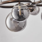 Contemporary Scandinavian Glass Iron Round Orb 5/7/9-light Chandelier for Bedroom & Living Room Lumendat