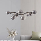 Contemporary Scandinavian Glass Iron Round Orb 5/7/9-light Chandelier for Bedroom & Living Room Lumendat