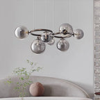 Contemporary Scandinavian Glass Iron Round Orb 5/7/9-light Chandelier for Bedroom & Living Room Lumendat