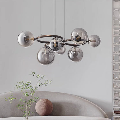 Contemporary Scandinavian Glass Iron Round Orb 5/7/9-light Chandelier for Bedroom & Living Room