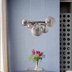 Contemporary Scandinavian Glass Iron Round Orb 5/7/9-light Chandelier for Bedroom & Living Room Lumendat