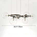 Contemporary Scandinavian Glass Iron Round Orb 5/7/9-light Chandelier for Bedroom & Living Room Lumendat